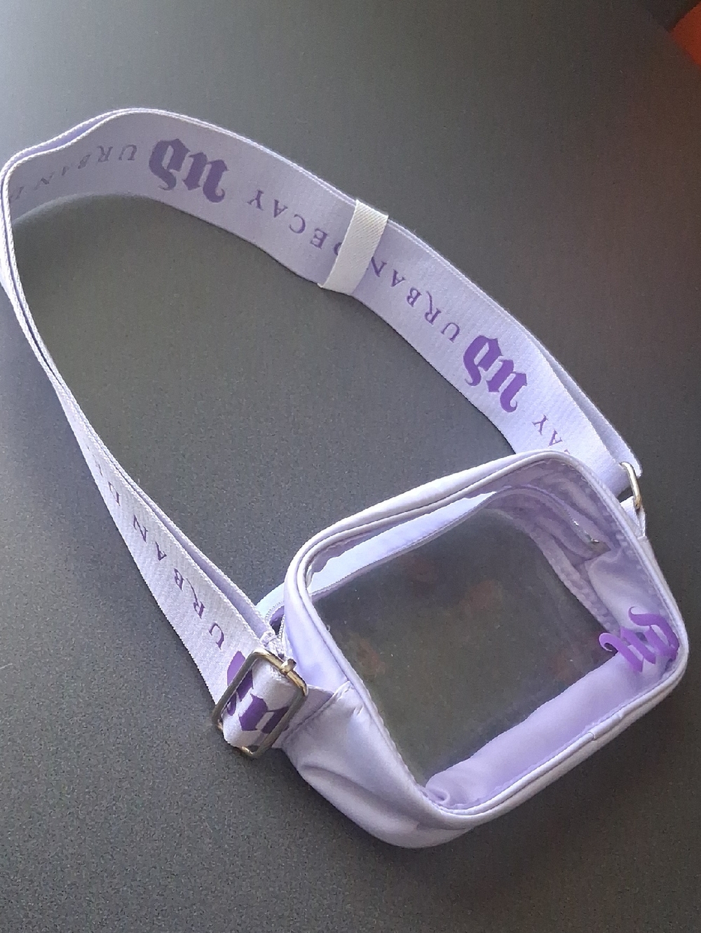 New*Urban Decay Cosmetics Clear Purple Crossbody Adjustable Bag - Picture 2 of 6